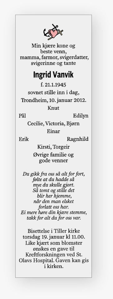 D�dsannonse Ingrid
